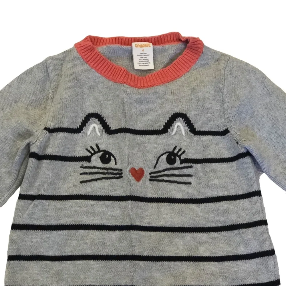 Gymboree Gray Striped Kitty Dress size 6